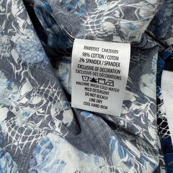 NWT Robert Graham Alloway Button Shirt S Blue Flip Cuff Floral Skull Mens $198 - Picture 12 of 12